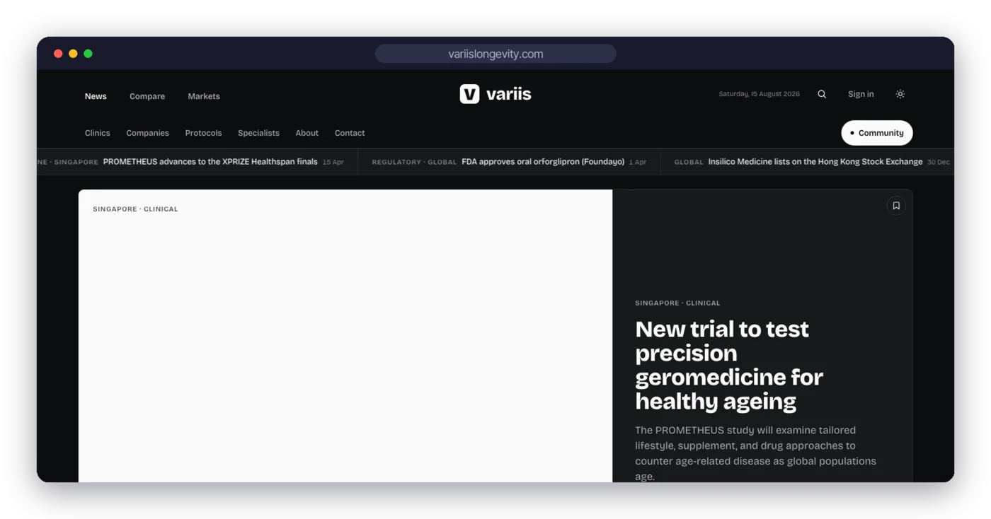 Variis: Longevity Intelligence cover